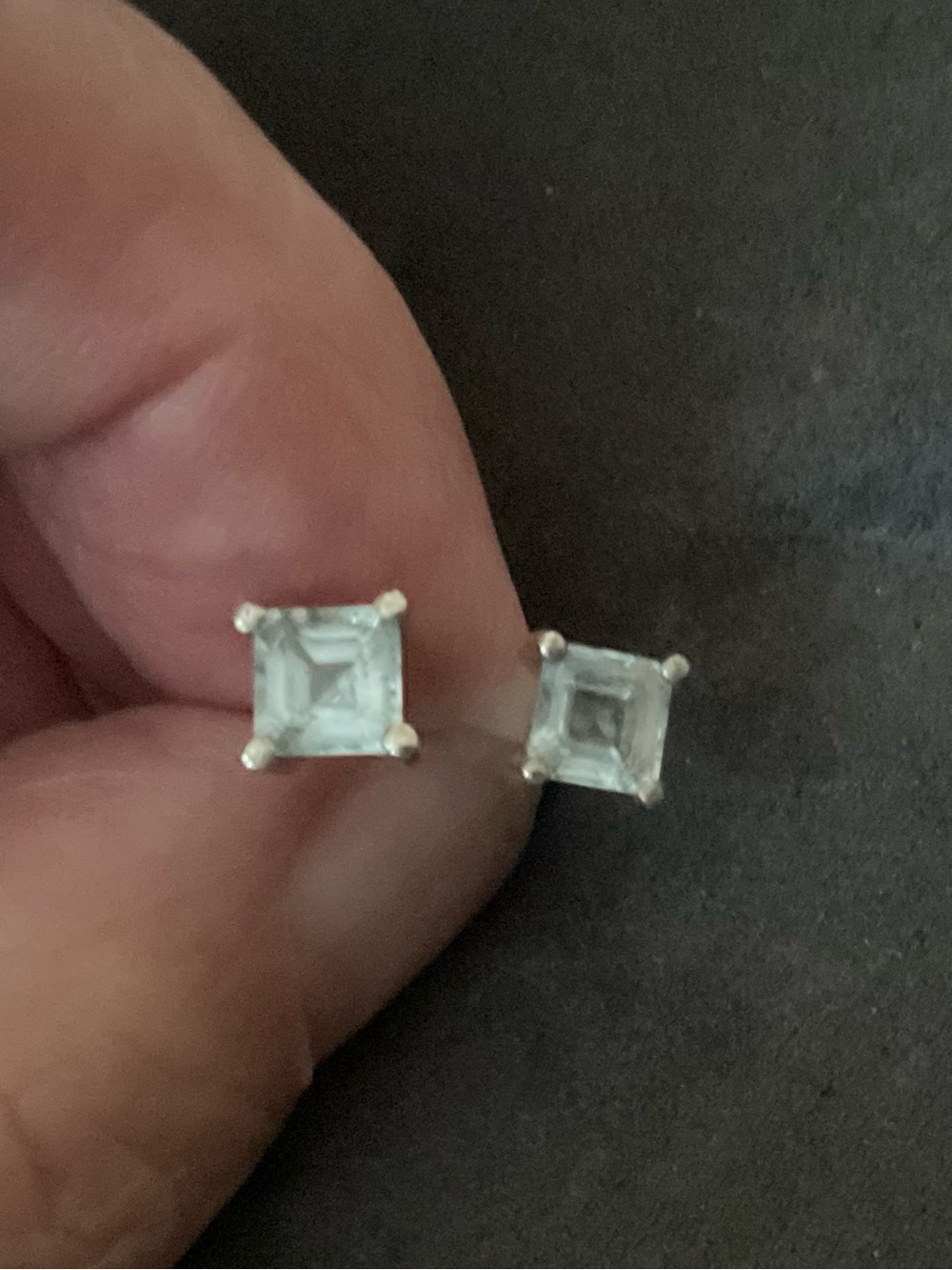 Aquamarine Stud Earrings 925 Sterling Silver Square Asscher Cut